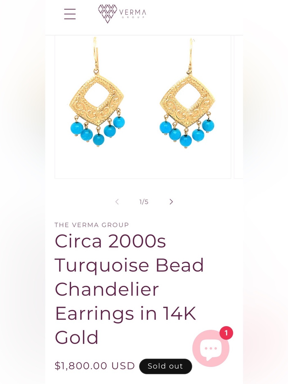 Vintage JCM (Jacmel Jewelry) 14K Gold Turquoise Chandelier Earrings - Picture 4 of 4